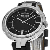 Tissot T Lady Flamingo Black Dial Black Leather Strap Watch For Women - T094.210.16.051.00