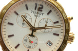 Tissot Quickster Chronograph White Dial Brown Leather Strap Watch For Men - T095.417.36.037.02