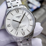 Tissot T Classic Chemin Des Tourelles 42mm Silver Dial Silver Steel Strap Watch For Men - T099.408.11.038.00