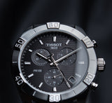 Tissot PR 100 Sport Quartz Chronograph Black Dial Black Leather Strap Watch For Men - T101.617.16.051.00