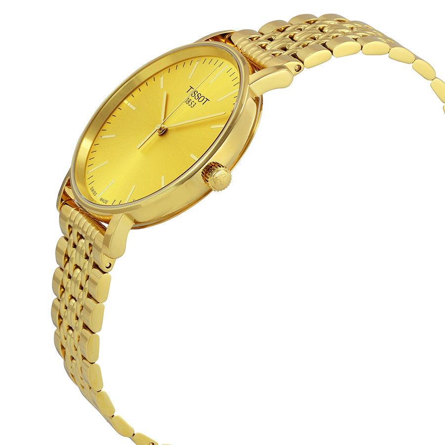 Tissot T Classic Everytime Medium Gold Dial Gold Mesh Bracelet Watch For Men - T109.410.33.021.00