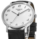 Tissot Everytime Desire Medium White Dial Black Leather Strap Watch For Men - T109.410.16.032.00