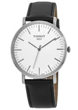 Tissot T Classic Everytime Large White Dial Black Leather Strap Watch For Men - T109.610.16.031.00