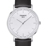 Tissot T Classic Everytime Large White Dial Black Leather Strap Watch For Men - T109.610.16.031.00