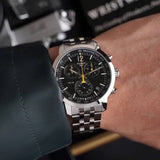 Tissot PRC 200 Chronograph Black Dial Silver Steel Strap Watch For Men - T114.417.11.057.00