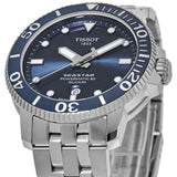 Tissot T Sport Seastar 1000 Powermatic Silicum Blue Dial Silver Steel Strap Watch For Men - T120.407.11.041.01