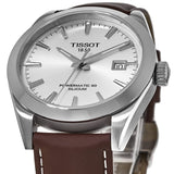 Tissot Gentleman Powermatic 80 Silicium Silver Dial Brown Leather Strap Watch For Men - T127.407.16.031.00