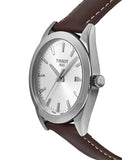 Tissot Gentleman Silver Dial Brown Leather Strap Watch For Men - T127.410.16.031.00