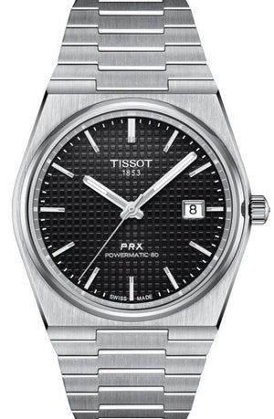Tissot PRX Powermatic 80 Black Dial Silver Steel Strap Watch for Men - T137.407.11.051.00