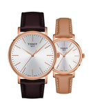 Tissot Everytime Lady Silver Dial Brown Leather Strap Watch for Women - T143.210.36.011.00