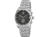 Emporio Armani Franco Black Dial Silver Steel Strap Watch For Men - AR0373