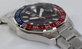 Tag Heuer Aquaracer GMT Caliber 7 Pepsi Black Dial Silver Steel Strap Watch for Men - WAY201F.BA0927