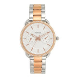 Fossil Tailor White Dial Two Tone Stainless Steel Strap Watch for Women - ES4396