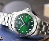 Tag Heuer Aquaracer Quartz 32mm Emerald Green Dial Silver Steel Strap Watch for Women - WBD1316.BA0740