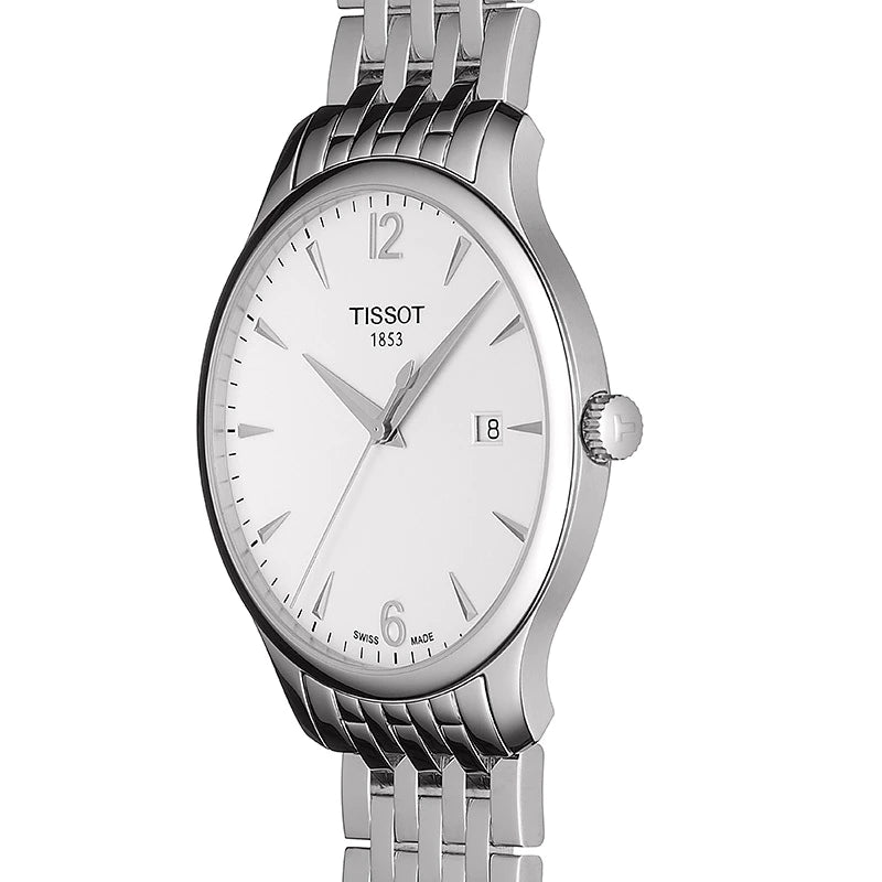 Tissot T Classic Tradition White Dial Silver Steel Strap Watch For Men - T063.610.11.037.00