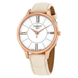 Tissot T Lady Bella Ora Round White Dial Beige Leather Strap Watch For Women - T103.210.36.018.00