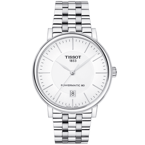 Tissot T Classic Carson Premium Powermatic 80 White Dial Silver Steel Strap Watch For Men - T122.407.11.031.00