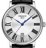 Tissot Carson Premium Silver Dial Black Leather Strap Watch For Men - T122.410.16.033.00