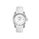 Tissot Couturier Lady Silver Dial White Leather Strap Watch For Women - T035.210.16.011.00