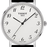 Tissot Everytime Desire Medium White Dial Black Leather Strap Watch For Men - T109.410.16.032.00