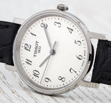 Tissot Everytime Desire Medium White Dial Black Leather Strap Watch For Men - T109.410.16.032.00