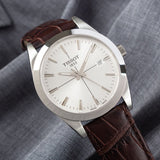 Tissot Gentlemen Silver Dial Brown Leather Strap Watch for Men - T127.410.16.031.01