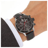 Tissot T Sport PRS 200 Chronograph Grey Dial Black Leather Strap Watch For Men - T067.417.26.051.00