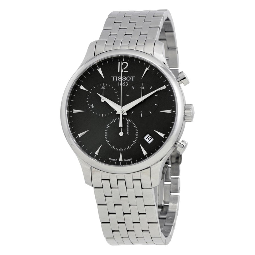 Tissot T Classic Tradition Chronograph Black Dial Silver Mesh