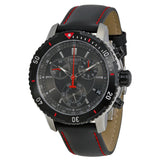 Tissot T Sport PRS 200 Chronograph Grey Dial Black Leather Strap Watch For Men - T067.417.26.051.00