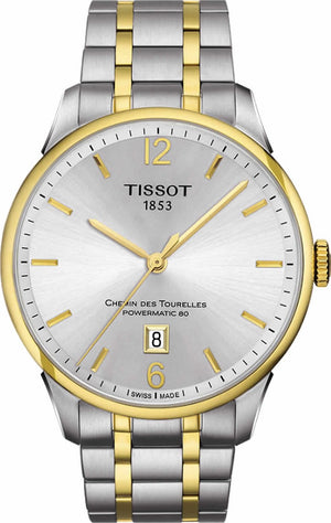 Tissot Chemin Des Tourelles Powermatic 80 Lady Silver Dial Two Tone Steel Strap Watch For Women - T099.207.22.037.00