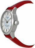 Tissot Chemin Des Tourelles Powermatic 80 Mother of Pearl Dial Red Leather Strap Watch For Women - T099.207.16.118.00