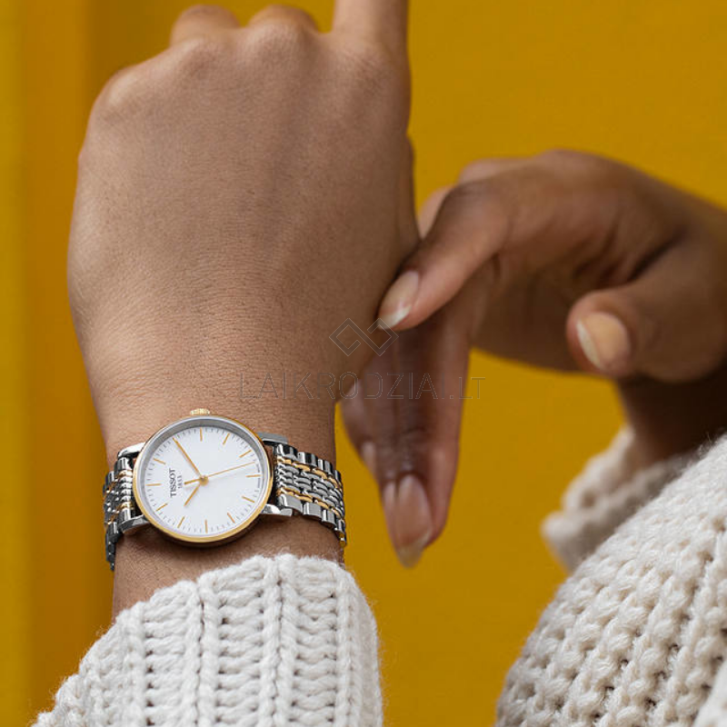 Tissot T Classic Everytime Small White Dial Two Tone Mesh Bracelet