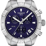 Tissot PR 100 Sport Quartz Chronograph Blue Dial Silver Steel Strap Watch For Men - T101.617.11.041.00