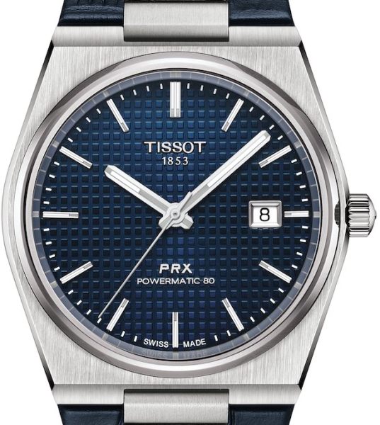Tissot PRX Powermatic 80 Blue Dial Blue Leather Strap Jam Tangan