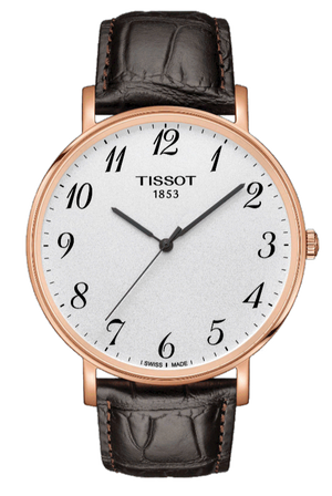 Tissot T Classic Everytime White Dial Black Leather Strap Watch For Men - T109.610.36.032.00