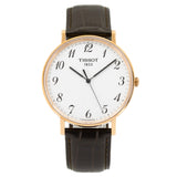 Tissot T Classic Everytime White Dial Black Leather Strap Watch For Men - T109.610.36.032.00