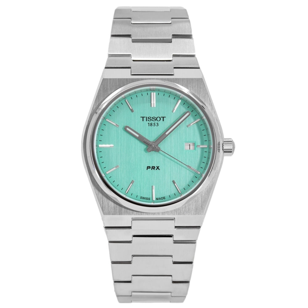 Tissot PRX Quartz Light Green Dial Silver Steel Strap Watch for Men - T137.410.11.091.01