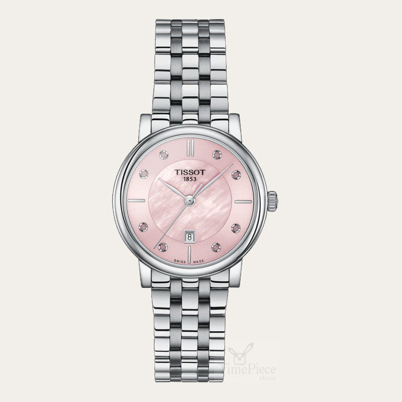 Tissot T Classic Carson Premium Pink Dial Silver Steel Strap Watch for Women - T122.210.11.159.00