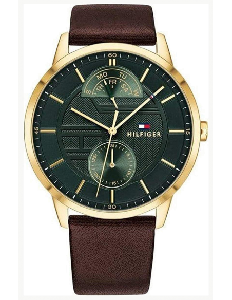 Tommy Hilfiger Hunter Green Dial Brown Leather Strap Watch for Men