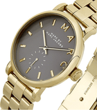 Marc Jacobs Baker Grey Dial Gold Stainless Steel Strap Watch for Women - MBM3281