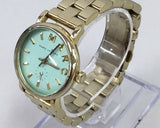 Marc Jacobs Baker Mint Green Dial Gold Stainless Steel Strap Watch for Women - MBM3284