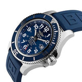 Breitling Superocean II 44mm Blue Dial Blue Rubber Strap Watch for Men - A17392D8/C910/158S/A20SS.1