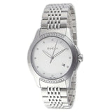 Gucci G Timeless Diamonds Silver Dial Silver Steel Strap Watch For Men - YA126407