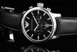 Emporio Armani Classic Chronograph Black Dial Black Leather Strap Watch For Men - AR0431