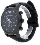 Emporio Armani Luigi Chronohraph Black Dial Black Leather Strap Watch For Men - AR1970