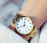 Marc Jacobs Baker White Dial Gold Stainless Steel Strap Watch for Women - MBM3243