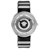 Versace V Metal Icon Silver Dial Black & Silver Strap Watch for Women - VLC010014