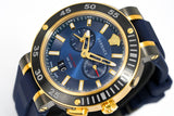 Versace V Extreme Chronograph Blue & Gold Tone Dial Blue Rubber Strap Watch for Men - VCN010017