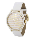 Marc Jacobs Lidia Stripe White Dial White Leather Strap Watch for Women - MBM1164