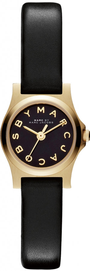 Marc Jacobs Henry Dinky Black Dial Black Leather Strap Watch for Women - MBM1240